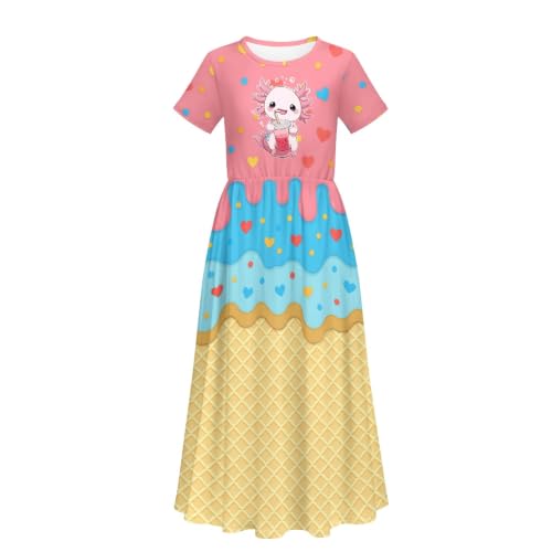 Robe maxi fraise pour fille au motif fruité et tissu respirant de plage pour l'été