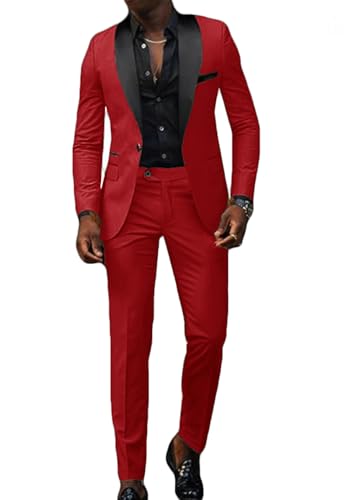 VENNYNG Men's Slim Fit Suit 2 Piece Wedding Prom Party Suit for Men Slim Dress Blazers Jacket Suit Coat Pants Trousers3