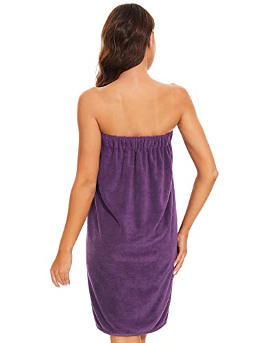 Image of Kniffi Shower Wrap Robe for Women Bath Body Towel Wrap Spa Soft bathrobe with Adjustable Snap Closure