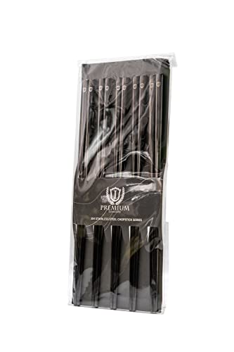 304 Edelstahl 5 Paar Essstäbchen (schwarz) Cover