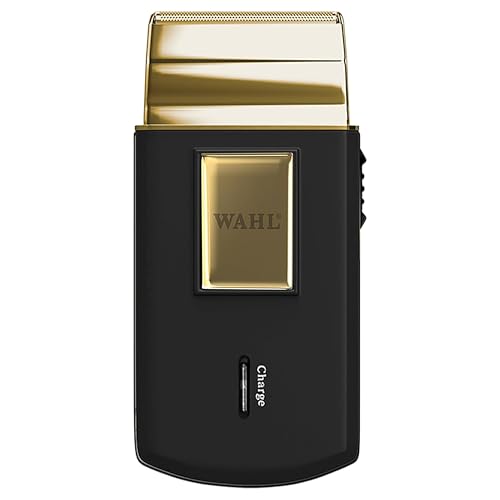 Wahl Travel Shaver Gold Edition- Schnurloser und wiederaufladbarer Elektrorasierer für Männer, ideal für Reisen, zum Schneiden von Haaren und Bart, kompakt und tragbar