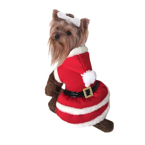 NACOCO Dog Christmas Dresses Cat Xmax Suits Small Pet Haliday Outfits Winter Warm Clothes (Red, S)
