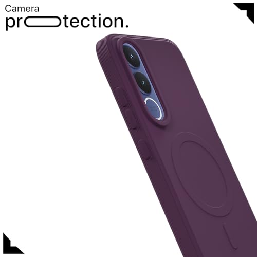 Image of Outlouders Back Cover for Vivo V70 FE 5G Soft Matte Silicone Cover with Slim Fit | Mag-Safe Logo (Not Mag-Safe Compatible) | Shockproof | Camera Protection Bumper Case (Purple)