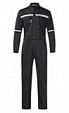 KTWOLEN Mens Workwear Coveralls Multi Pockets Work Suit Mechanic Overalls Jumpsuits Unisex Long Sleeve Garage Coverall, Black, XL