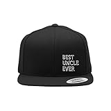 Speedy Pros Snapback Flat Bill Left Side Panel Best Uncle Ever Embroidery Hats for Men & Women Acrylic Black