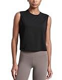 CRZ YOGA Cotton-Blend Workout Muscle Tank for Women Breathable Quick Dry High Neck Athletic Tops Casual Sleeveless Shirts Black Small