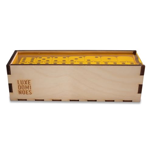 Deluxe Modern Domino Set Double Six en caja de madera con tapa acrílica miniatura 3