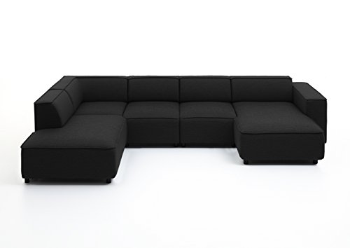 Atlantic Home Collection Bulky Sofá Modular rinconero para el hogar, con cheslón a la Izquierda, Antracita, 195 x 324 x 70 cm