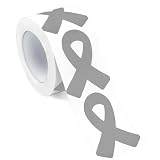 Gray Ribbon Stickers 300PCS Brain Cancer Awareness Products for Brain Cancer Diabetes Brain Tumors Asthma Aphasia Dyslexia Parkinson's Disease Awarenes Gray Awareness Ribbon for Fundraising Support