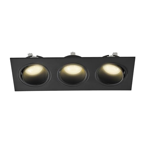 La Mejor Lista de Lamparas empotrables - los más vendidos. 49 ILLUX Lámpara de Empotrar en Techo, tipo Downligth, Uso Interior, foco MR16 incluido, Luz Cálida 3000K, color Negro, TL-2914.NNKT30