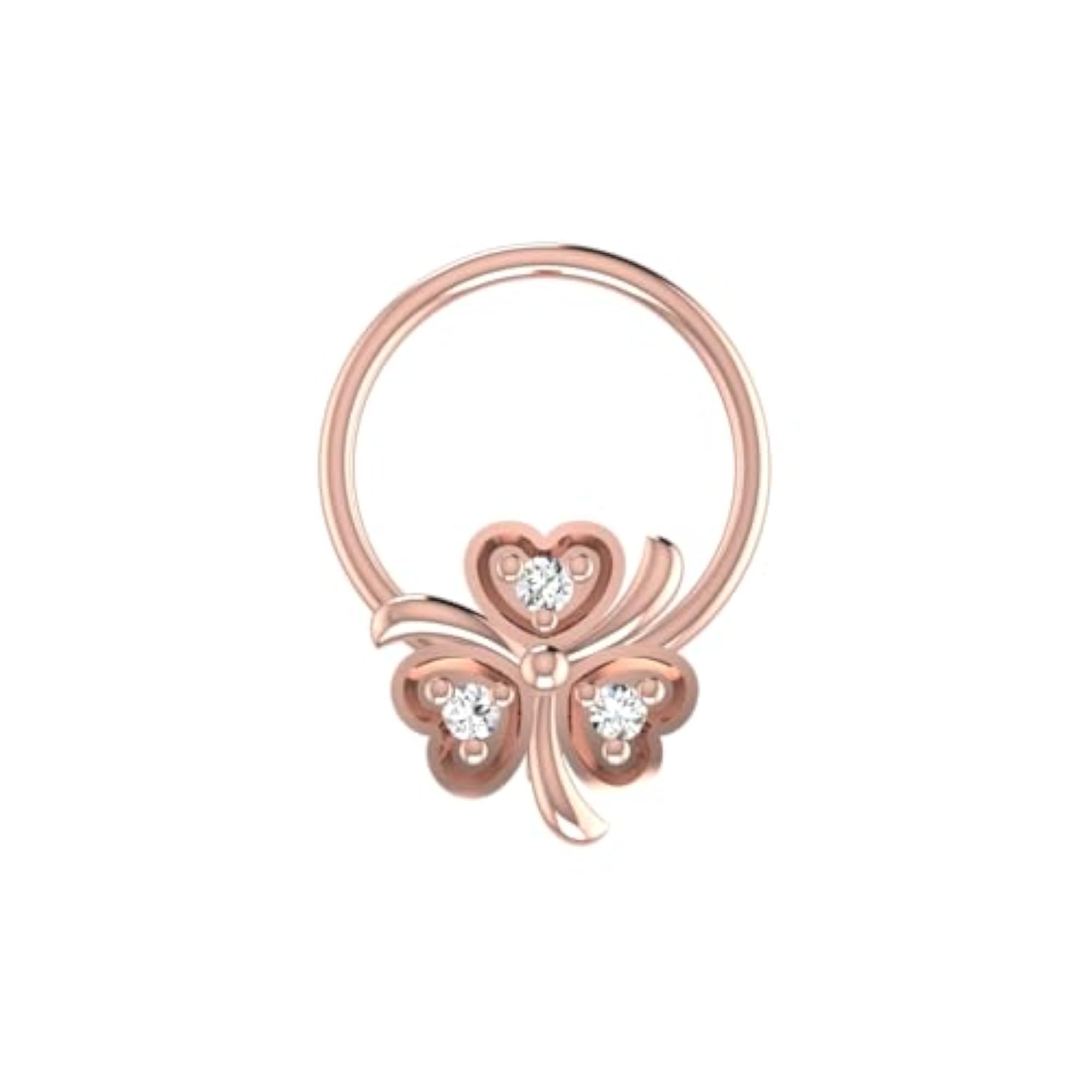 Women's 14Kt Rose Gold Stud Nosering, Elegant