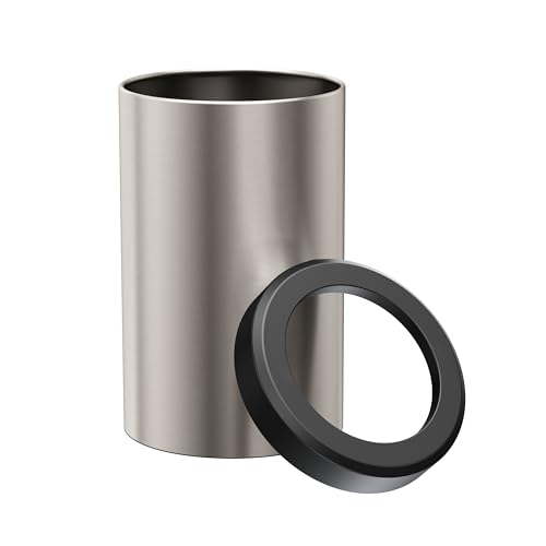 Image of Gatco Small Bathroom Trash Can with Lid, Round 3 Gallon Stainless Steel Wastebasket, Under Sink, Satin Nickel and Matte Black, for Bathroom, Bedroom, Office (1911MX)