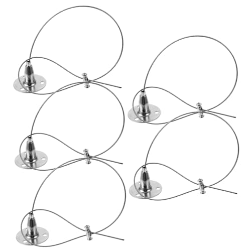 jojofuny 5 piezas Ganchos de Cuerda de Seguridad para Colgar Techo Sistema de Cable para Cortinas con Cuerda de Aleación de Zinc Resistente y Soporte para Carteles y Cuadros