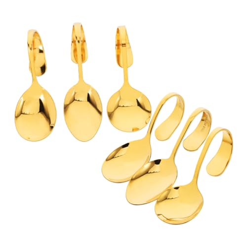 SOLUSTRE Stainless Steel Set 6pcs Curved Handle Serving Utensils Salad Forks Sushi Dishes Dessert Spoons Reusable Party Utensils