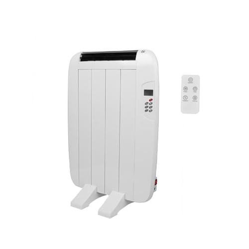 Emisor térmico 600W en aluminio blanco, LCD, temporizador, mural/portátil, 58,5x44x5,5 cm, ideal para calentar espacios reducidos.