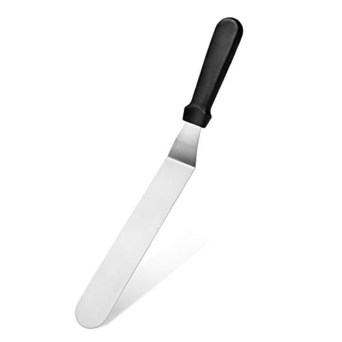 Image of New Star Foodservice Angled Icing Spatula, 10 Inch Blade, 15 Inch Overall, Bakery-Grade Stainless Steel Offset Frosting Spatula