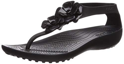 Crocs Women's Serena Embellish Flip Flop, Black/Black, 8 M US