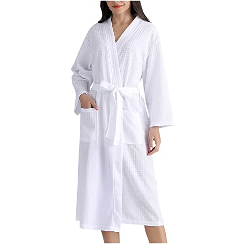 Mens Robes, Waffle Robes For Men, Turkish Cotton Men Bathrobes Couple Unisex Fall Winter Homewear Solid Fashion Sleepwear