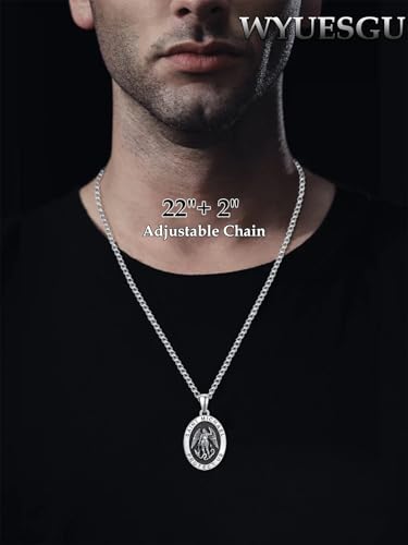 Patron Saint Medals for Men, Amulet Pendant Necklace, Protection
