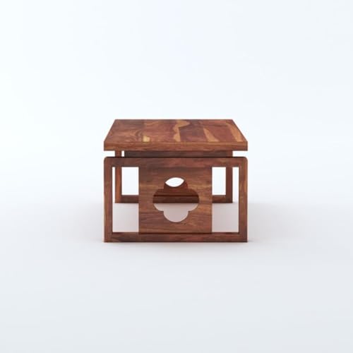 Image of MAMTA DECORATION Solid Sheesham Wood Coffee Table for Living Room | Wooden Center Table for Home, Hall, Office & Lounge | Modern Tea Table with Decorative Side Panels | Honey Finish