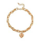 LHJHZDJC Collar para hombre, cadena de amistad, hip hop, cadena de cruz gruesa con colgante de corazón, collar para mujer, gargantilla corta gruesa, collar 2022, joyería de moda en el cuello, regalo