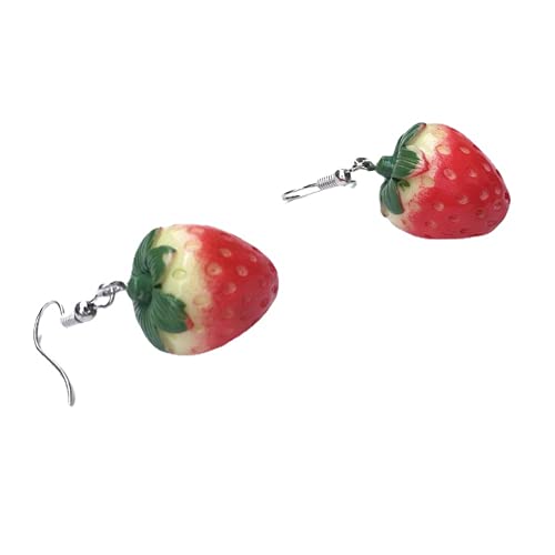 XIGAWAY Süße große rote Farbe Harz Erdbeere Tropfen Haken Ohrringe für Frauen Modeschmuck Cover