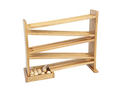 AmishToyBox.com Wooden Ball Roller Racetrack Toy, Amish-Made, with 8 Wooden Balls, CPSIA-Approved Finish (Harvest Finish)