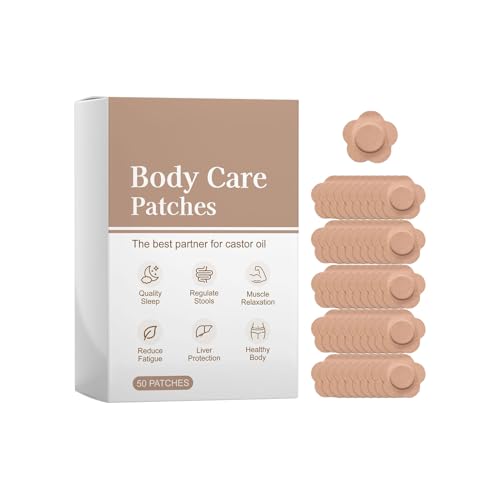 Parche de botón de ombligo de aceite de ricino, parches de aceite de ricino, almohadillas autoadhesivas de algodón orgánico D-desestible, 12x10 cm, fórmula nutritiva, y para taquillero