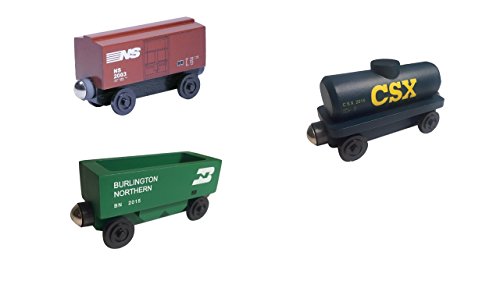 3" Freight Car Bundle Number 1 Set - Wooden Toy Train by Whittle Shortline Railroad - Manufacturer
