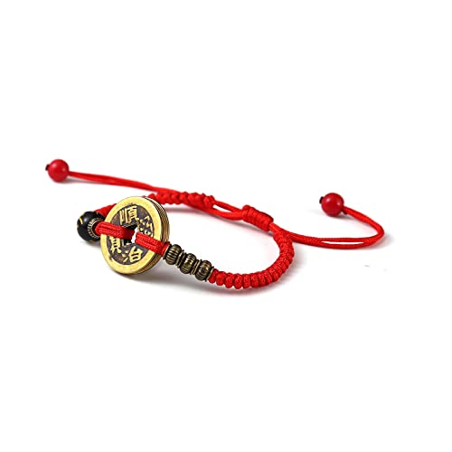 2Pcs Lucky Braide Red String Feng Shui Copper Coin Bracelet Bangle Handmade Adjustable Attract Money Wealth Bracelet for Women Men Friend Good Luck Protection Amulet Jewelry3