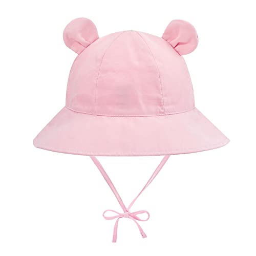 Zando Baby Girl Sun Hat 0-6 Months Newborn Upf 50+ Wide Brim Toddler Sun Protective Bucket Hat Outdoor Cotton Newborn Infant Hats For Baby Girls Hats Adjustable Summer Beach Cap Pink 3-6 Months #TOP5