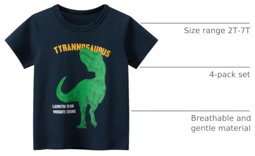 Image of DEEKEY Toddler Boys Shirts Short-Sleeve Little Kids t Shirts Boys' Tops, Tees & Shirts Graphic TEE Age for 2-7 Years 4-Pack