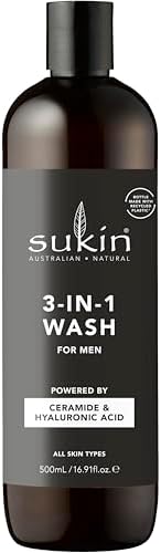 SUKIN MEN'S 3-IN-1 WASH 500ML with Ceramide and Hyaluronic Acid
