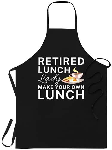 Teacher Black Apron Kitchen - Retired Lunch Lady Make Your Own Lunch School Retirement Birthday Cooking Aprons Kitchen Decor #TOP7