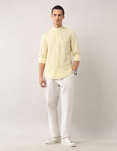 Image of Arrow Sports Men's Slim Fit Pure Cotton Mandarin Collar Shirt