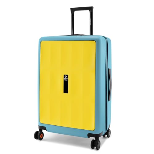 Image of Nasher Miles Zanzibar TSA Lock Hard-Sided Polycarbonate 8 Wheels Double Spinner Check-in Luggage Yellow Blue 24 inch |65cm Trolley Bag| Suitcase,Large