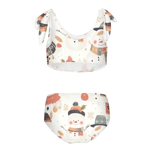 KLL Black White Christmas Snowman Girls' 2 Piece Bikini Set Quick-Dry Swimsuit Swimwear Adjustable Strap2