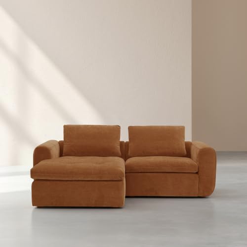 Habitat - Canapé d'angle Gauche modulable en Tissu - Marron Noisette Ameria