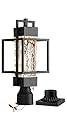 18" H Dusk to Dawn Outdoor Post Light Fixture Hardwired 120V, Waterproof Aluminum Pole Light with Pier Mount Base, Matte Black Exterior Lamp Post Lantern with Water Glass for Garden Yard Patio Path