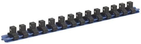 Sealey SR3814 Socket Retaining Rail with 14 Aluminium Clips, 3/8" Sq Drive