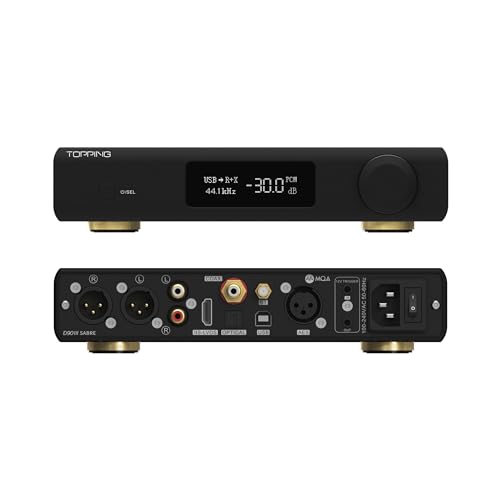 Image of Topping D90 III Sabre MQA Full Balance HiFi DAC Bluetooth 5.1 ES9039SPROx2 DSD512 PCM32bit /768kHz USB /Coax /Opt /AES /IIS Desktop Audio Preamp (Black)