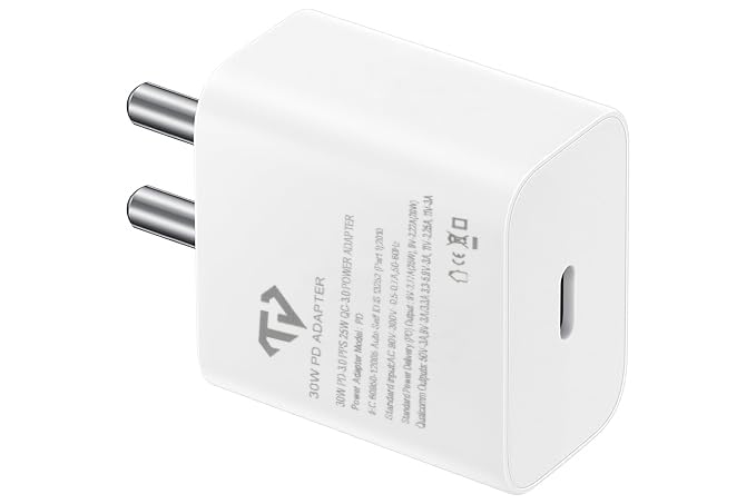 Image of 45W Super Fast Charger Compatible with Samsung Galaxy S25 / S24 /S23 /S22 /S21 /S20 (Ultra /Plus /Fe), Note 20 /20+ /10(All Series), Z Fold /Flip /S /A /F /M Series | Type C PD 3.0 Charger Adapter White