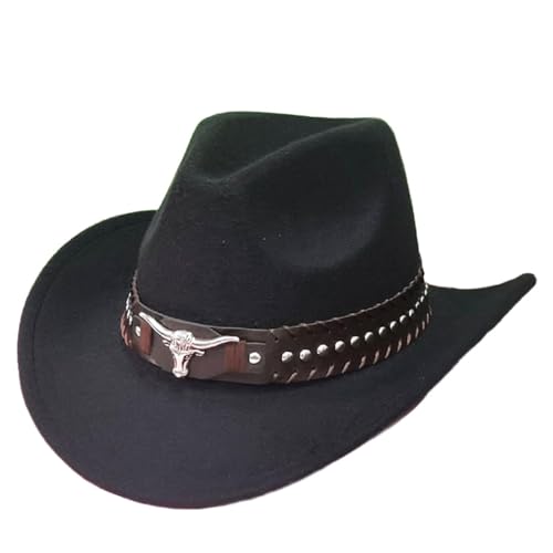 Sombrero de lana con ala grande, estilo británico, Negro , Talla única