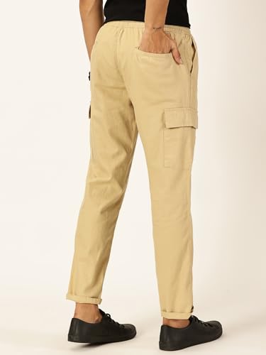 Image of Thomas Scott Men's | Solid | Light Weight | Breathable Fabric | 6 Pocket | Ankle Length | Mid Rise | Regular Fit | Linen | Elasticated with Drawstring | Chino Trouser | Pants