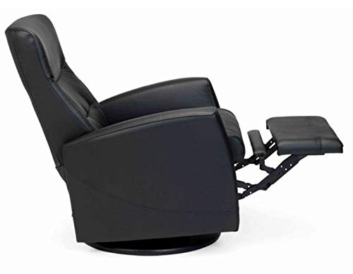 Fjords Oslo Swing Relaxer Recliner Norwegian Ergonomic Scandinavian Lounge Reclining Chair Furniture Nordic Line Black Leather By Hjellegjerde + In-Home Delivery And Setup #TOP21