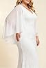 Plus Size Wedding Dresses White Cape Ruffle SleevesChiffon V Neck Formal Evening Lace Long Mermaid Dresses 2025 #5