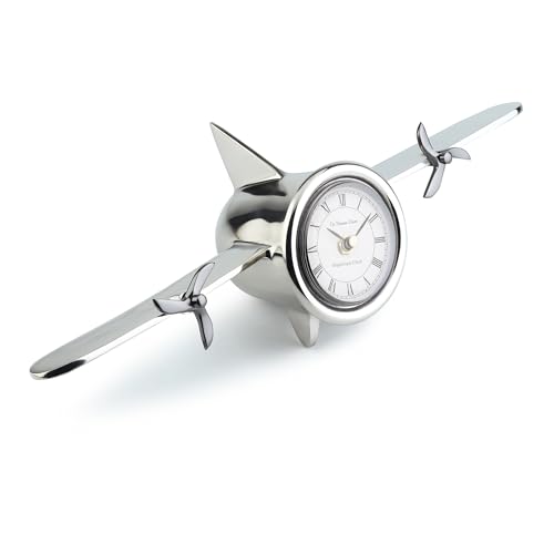Image of Decor de Maison Brings Handcrafted Jettison Table Clock for KidsRoom, Living Room, Bedroom, Study Table|Classic Non-Ticking Tabletop Battery Operated Analog Desk Clock in Silver (46x12x4cm)
