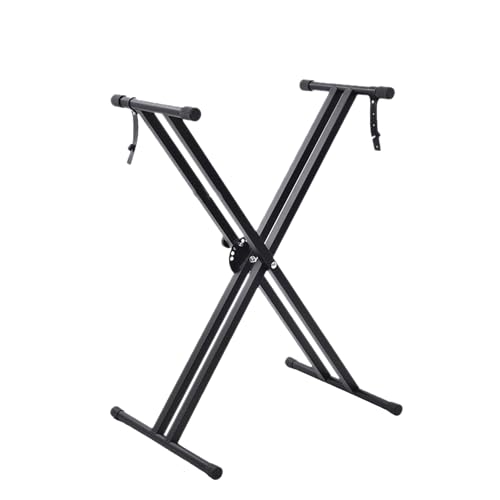 JIMIGUGU キーボードスタンド 簡単組み立 折りたたみ 7段階高さ調整可能 X型 ピアノスタンド 落下防止 楽器保護 安定 耐久性 54/61/73/76/88鍵 ボード適用