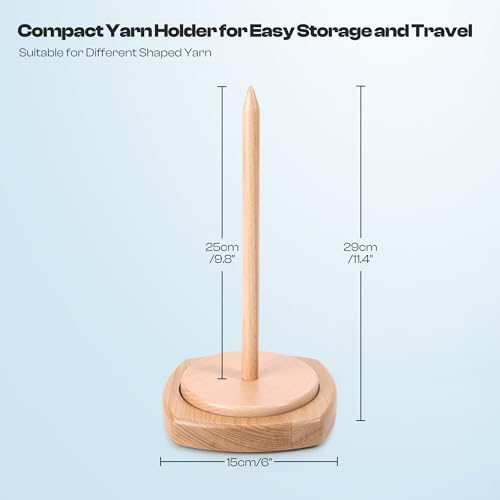 Image of Caydo Wooden Yarn Holder for Knitting and Crocheting, Easy Install and Operate Yarn Spinner Holder, Yarn Spinner with Yarn Storage, Perfect Crochet Gift for Craft Enthusiasts - Large