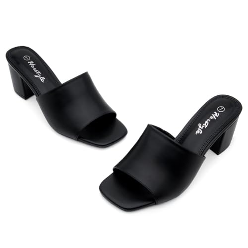 Herstyle Low Block Heels for Women – Slip-On Mules, Square Open Toe 2.5 Inch Comfort Chunky Heeled Sandals, Trendy 2025 Casual Dress Pumps Shoes for Party, Wedding & Office2